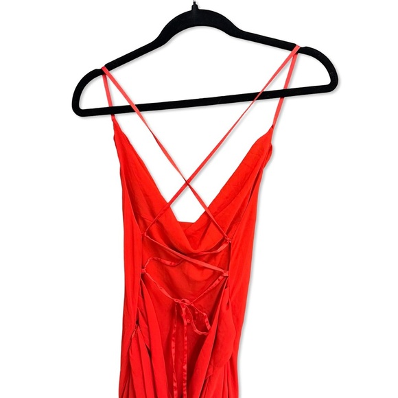 Michael Costello REVOLVE Chloe Gown Fiery Red lace back maxi dress NWT M - Picture 9 of 11